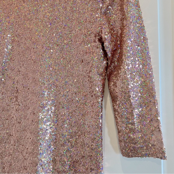 Topshop Rose Gold Pink Sequins Dress Mini Sz 4 - Picture 4 of 5